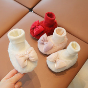 初生婴儿鞋子秋冬1岁女宝宝棉鞋冬季0-6-12月婴幼儿保暖鞋袜不掉8