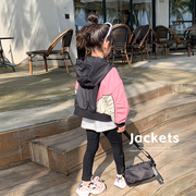 韩国女童拼色连帽棒球服外套春秋冲锋衣嘻哈韩版防风户外夹克