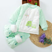 婴儿衣服宝宝棉祅秋冬新生儿，居家夹棉保暖套装，冬装幼儿加厚棉服