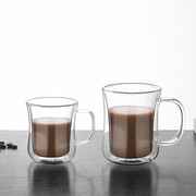 双层玻璃咖啡杯带把牛奶，杯马克咖啡杯，家用耐热水杯早餐杯隔热杯子