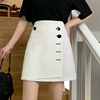 白色设计感小众半身裙大码法式复古a字短裙夏季高腰防走光包臂裙