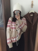 2024韩版insist圣诞氛围拼色羊毛，毛衣开衫毛衣，外套宽松均码