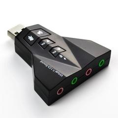 USB7.1飞机声卡免 电脑外置K歌声卡 双耳机双麦克风 按键3D声卡