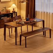 北美黑胡桃木餐桌实木长方形，榫卯家用饭桌设计师，原木茶桌书桌一体