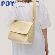 poy®包包女斜挎包，大学生上课书包大容量布包，单肩通勤帆布邮差挎包