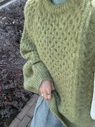 2023欧货漂亮高级感日系慵懒风，绿色麻花针织毛衣女(毛衣女)秋冬季上衣