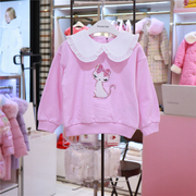 French CAT法猫韩国童装24春季卫衣女童娃娃领粉色长袖上衣