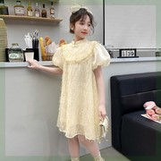 女童短袖旗袍裙夏装，2024儿童夏季新中式汉服，中大童女装连衣裙