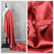 砖红色 进口光泽感醋酸缎面布料 丝滑垂顺连衣裙礼服吊带裙面料