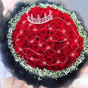 99朵19朵33朵11朵999朵带红玫瑰，鲜花束心形礼盒大连同城送花