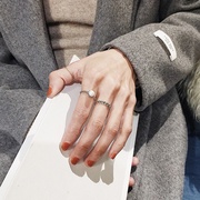S925纯银戒指女复古做旧泰银编织麻花贝珠珍珠开口食指指环饰品