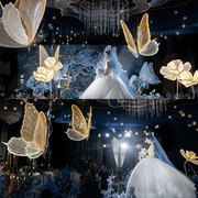 婚庆场景布置装饰发光蝴蝶翅膀舞台吊顶挂件梦幻婚礼路引摆件道具