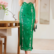 鱼尾裙半身裙女夏季设计感小众包臀下装，复古中国风女装民族风裙子