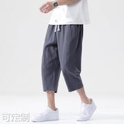夏季休闲七分裤男士日系大码短裤男装裤子男式宽松运动裤男7分裤