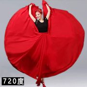 720度超大摆雪纺半身裙大红色广场，舞民族舞蹈，裙高腰显瘦跳舞裙子