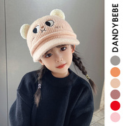 日本儿童秋冬帽子男女孩，毛线鸭舌保暖加厚可爱棒球卡通宝宝针织帽