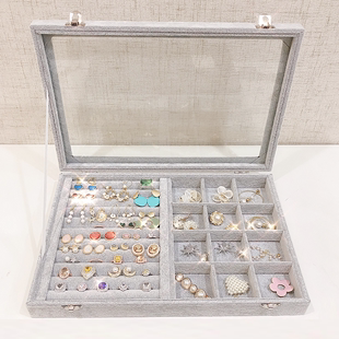 大容量珠宝展示道具首饰收纳盒透明防尘有盖戒指项链耳钉耳环盒子