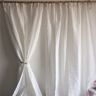 外贸窗帘成品麻布白色，窗帘纯色客厅卧室，简约现代可定制