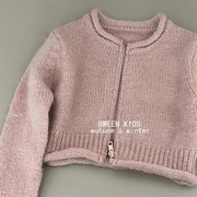 韩国童装女童针织衫外套春季洋气，女宝宝甜美韩版儿童开衫毛衣