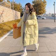 奶黄色棉服女中长款2022冬季棉袄韩版宽松棉衣加厚保暖外套潮