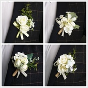 韩式西式结婚新娘新郎胸花，婚礼手腕花，白色森系伴娘姐妹团襟花西装