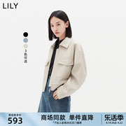 甄选lily女装通勤款，柔软pu收腰帅气工装短外套