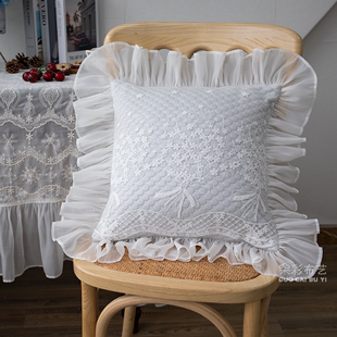 蕾丝大蝴蝶结抱枕创意沙发，靠枕蕾丝刺绣，公主风高级感法式靠垫