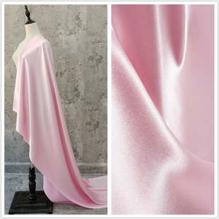 粉红色 仿三醋酸缎面丝绸布料 光滑精致赛真丝料连衣裙子时装面料
