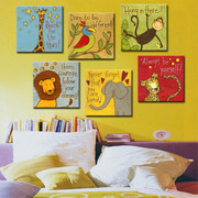 装饰画无框画客厅卧室儿童书房，现代时尚壁画，热带雨林卡通动物