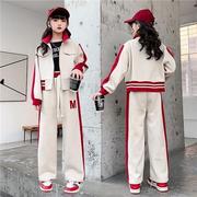女童洋气套装2024春秋韩版中大童网红外套长裤女孩运动两件套