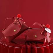 ins喜糖盒皮质创意婚礼糖果包装欧式结婚伴手礼礼物袋手提包