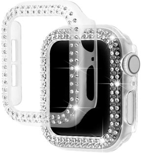 适用苹果手表iwatch6代54保护套电镀硬壳applewatch78代全包serie表壳镶钻边框，配件超薄防摔41454044mm