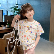 女童短袖2024夏装韩版儿童纯棉T恤宝宝夏季薄款上衣打底衫潮