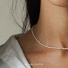 天然小米粒珍珠项链女锁骨短复古法式小众设计choker颈链