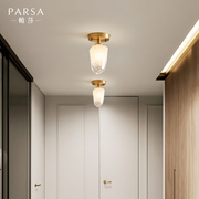 帕莎灯饰全铜水晶过道走廊，现代简约入户玄关，阳台网红过道吸顶灯具