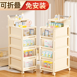 婴儿用品置物架抽屉式零食玩具小推车收纳柜可移动喂养台储物架子