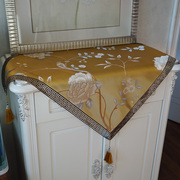 红木绣花桌布方形桌布金色中式新中式床头柜盖布奢华布艺茶几盖巾