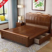 z%实木床1.8米主卧双人床1.5米木床高箱床1.2米大床储物床直