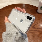 气囊防摔全透明手机壳适用苹果x硅胶xsmax高级xr边框加厚iphone15pro超火1413男ipx10女12简约11套8软壳7