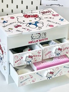 桌面HelloKitty化妆盒化妆镜收纳盒一体便携大容量自带镜子首饰柜