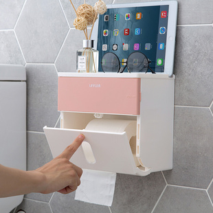 居家家免打孔卫生间纸巾盒厕所防水卷纸筒置物架浴室卫生巾收纳架