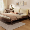 实木床北欧简约现代双人床主卧室1.5米单人床1.8经济型带软包大床