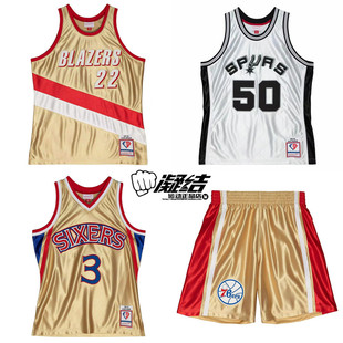 Mitchell&Ness罗德曼马龙NBA75周年限定铂金黄金刺绣球迷版SW球衣