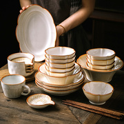 釉下碗碟套装家用白色，陶瓷餐具乔迁送礼日式味碟汤碗盘碟筷勺组合