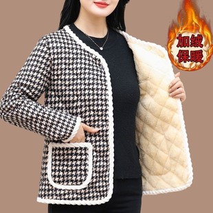 冬季小香风棉袄，女短款加绒保暖洋气，时尚气质中年妈妈冬装外套