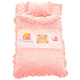 睡袋宝宝秋冬0-12岁可选棉儿童天鹅绒加厚含配套枕头