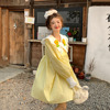 甜美洋气减龄娃娃领孕妇，连衣裙2024秋季黄色宽松长袖孕妇裙设计感