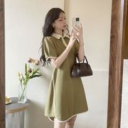 胖mm300斤大码连衣裙女夏季韩版设计感小众显瘦泡泡，袖polo领短裙