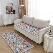升级加厚款韩式纯棉绗缝沙发垫布艺防滑四季通用简约客厅