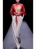 新中式国风复古红色印花衬衣女秋冬高级感时尚设计感气质立领衬衫